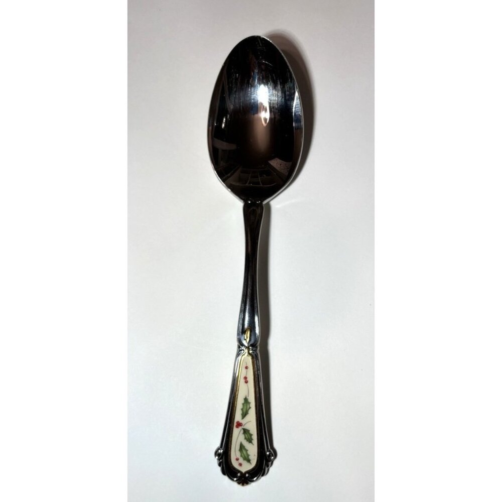 Vintage Lenox Holiday Holly & Berry Stainless Serving Spoon 8.5" Replacement